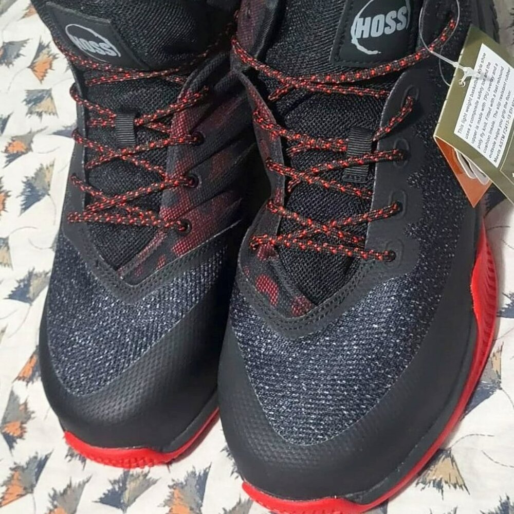 Hoss Boots Rim Fly Black Red High Top Composite Toe Slip Resistant Men's 10.5